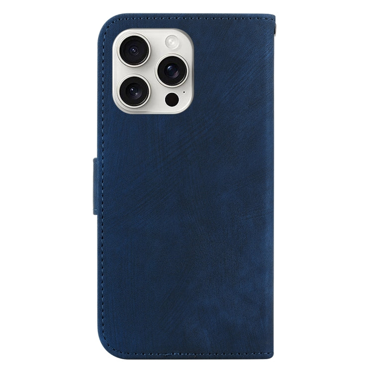 For iPhone 16 Pro Little Tiger Embossed Leather Phone Case(Dark Blue) by buy2fix