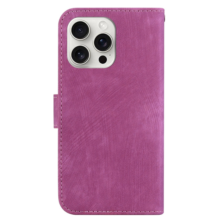 For iPhone 16 Pro Little Tiger Embossed Leather Phone Case(Rose Red) by buy2fix