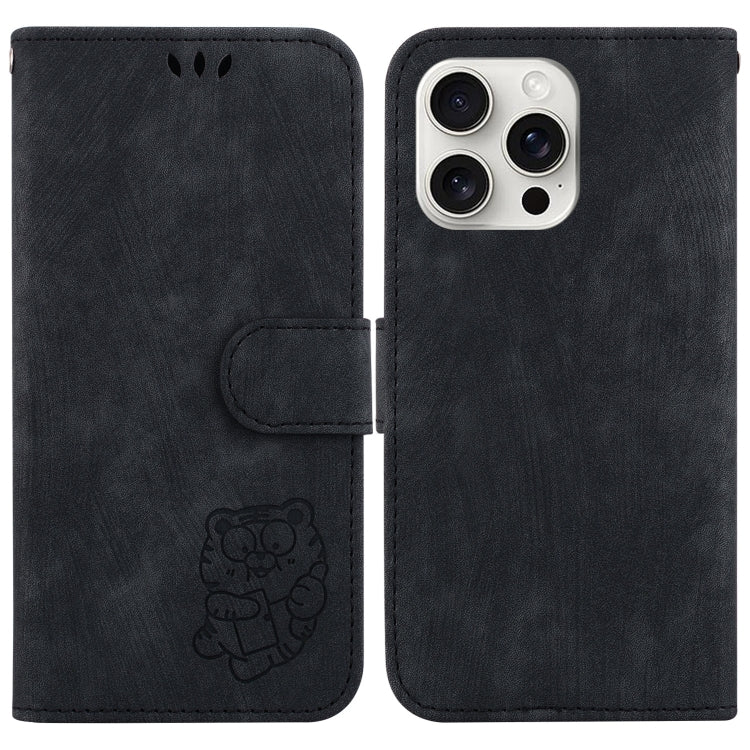 For iPhone 16 Pro Little Tiger Embossed Leather Phone Case(Black) by buy2fix
