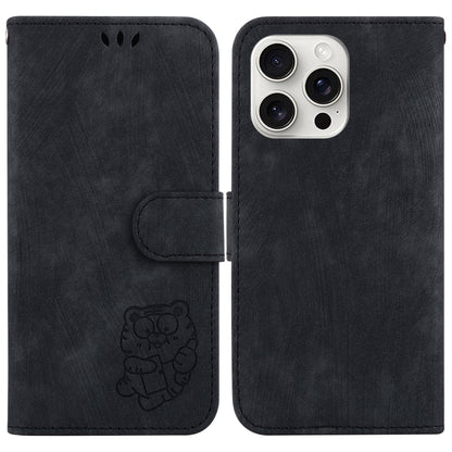 For iPhone 16 Pro Little Tiger Embossed Leather Phone Case(Black) by buy2fix