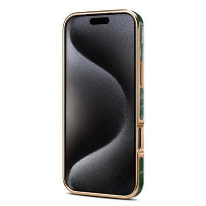 For iPhone 17 Pro Denior Crocodile Texture Genuine Leather Electroplating Phone Case(Green) - iPhone 17 Pro Cases by Denior | Online Shopping UK | buy2fix