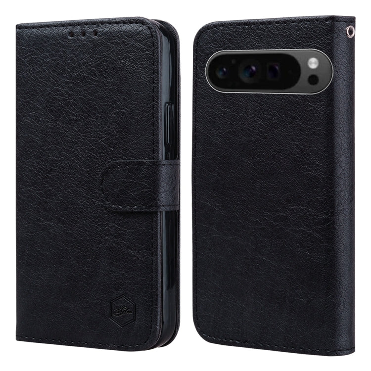 For Google Pixel 9 Skin Feeling Oil Leather Texture PU + TPU Phone Case(Black) by buy2fix