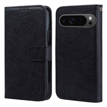 For Google Pixel 9 Skin Feeling Oil Leather Texture PU + TPU Phone Case(Black) by buy2fix