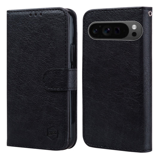 For Google Pixel 9 Skin Feeling Oil Leather Texture PU + TPU Phone Case(Black) by buy2fix