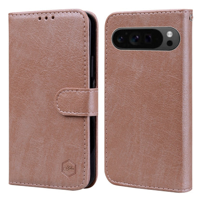 For Google Pixel 9 Skin Feeling Oil Leather Texture PU + TPU Phone Case(Champagne) by buy2fix