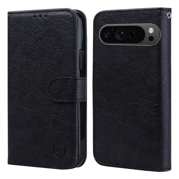 For Google Pixel 9 Pro XL Skin Feeling Oil Leather Texture PU + TPU Phone Case(Black) by buy2fix