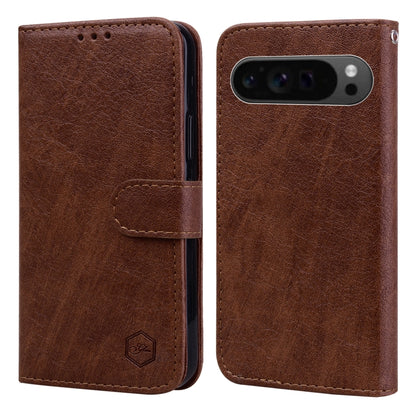 For Google Pixel 9 Pro XL Skin Feeling Oil Leather Texture PU + TPU Phone Case(Brown) by buy2fix
