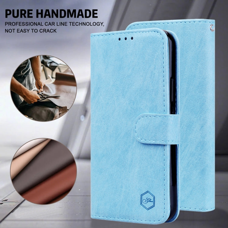 For Google Pixel 9 Pro XL Skin Feeling Oil Leather Texture PU + TPU Phone Case(Light Blue) by buy2fix