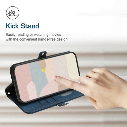 For iPhone 16 Pro Side Buckle Double Fold Hand Strap Leather Phone Case(Royal) by buy2fix