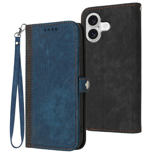 For iPhone 17 Side Buckle Double Fold Hand Strap Leather Phone Case(Royal) - iPhone 17 Cases by buy2fix | Online Shopping UK | buy2fix