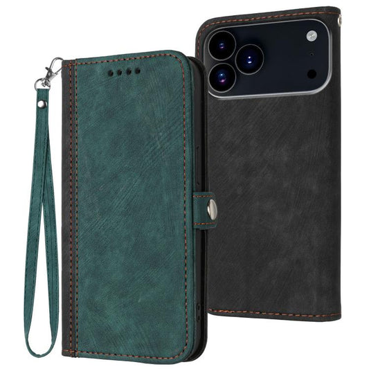 For iPhone 17 Pro Max Side Buckle Double Fold Hand Strap Leather Phone Case(Dark Green) - iPhone 17 Pro Max Cases by buy2fix | Online Shopping UK | buy2fix