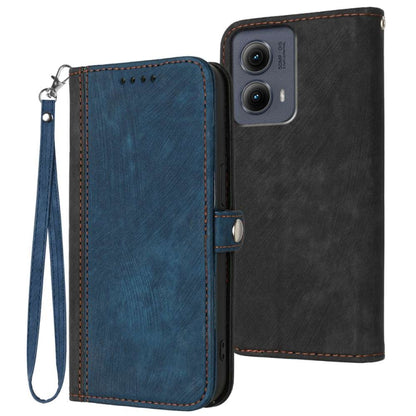 For Motorola Edge 5G 2024 Side Buckle Double Fold Hand Strap Leather Phone Case(Royal Blue) by buy2fix