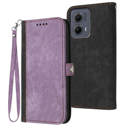 For Motorola Edge 5G 2024 Side Buckle Double Fold Hand Strap Leather Phone Case(Purple) by buy2fix