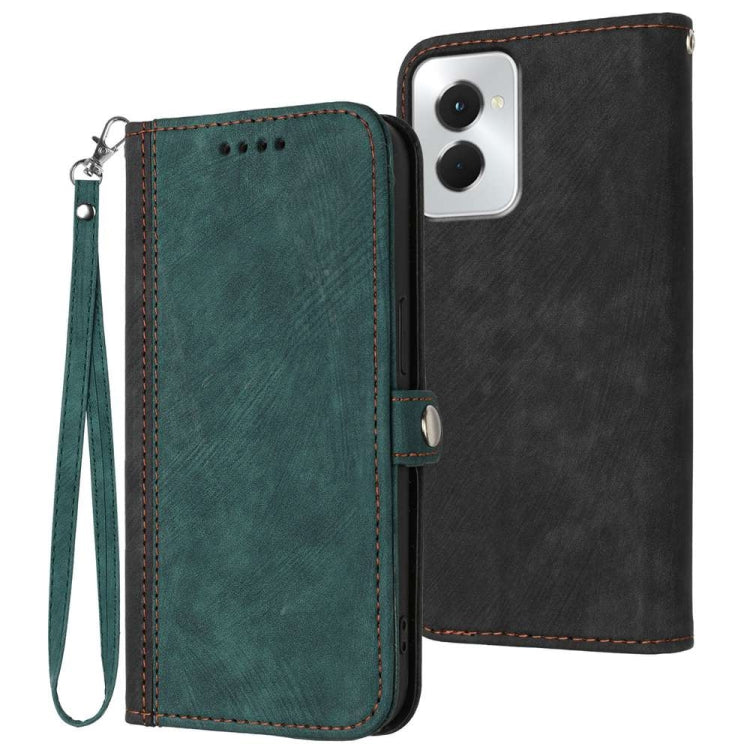 For Motorola Moto G Power 5G 2024 Side Buckle Double Fold Hand Strap Leather Phone Case(Dark Green) by buy2fix