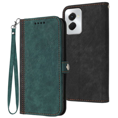 For Motorola Moto G Power 5G 2024 Side Buckle Double Fold Hand Strap Leather Phone Case(Dark Green) by buy2fix