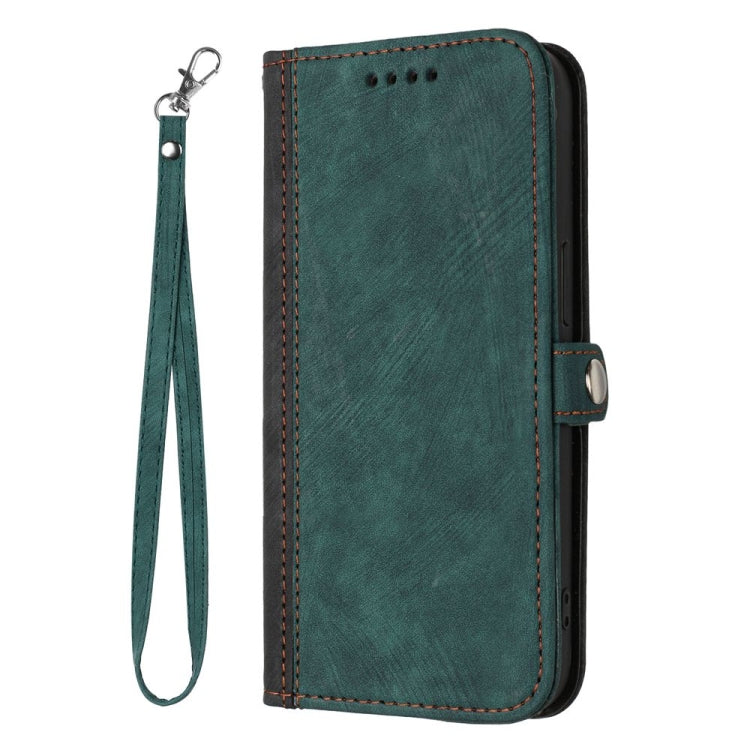 For Motorola Moto G Power 5G 2024 Side Buckle Double Fold Hand Strap Leather Phone Case(Dark Green) by buy2fix
