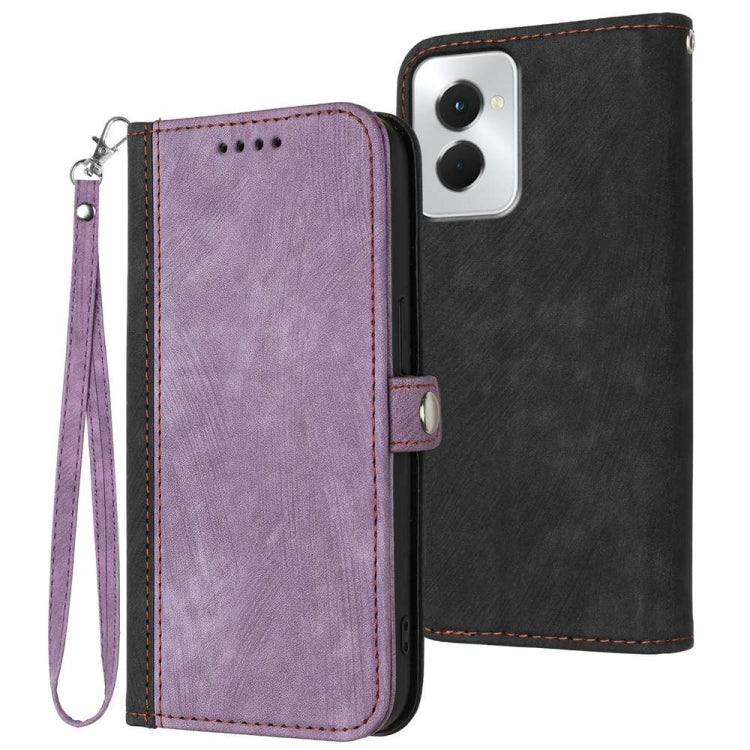 For Motorola Moto G Power 5G 2024 Side Buckle Double Fold Hand Strap Leather Phone Case(Purple) by buy2fix