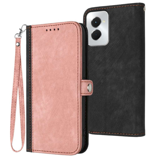 For Motorola Moto G Power 5G 2024 Side Buckle Double Fold Hand Strap Leather Phone Case(Pink) by buy2fix