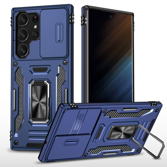 For Samsung Galaxy S24 Ultra 5G Armor PC + TPU Camera Shield Phone Case(Navy Blue)