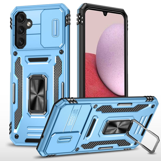 For Samsung Galaxy A15 Armor PC + TPU Camera Shield Phone Case(Light Blue)