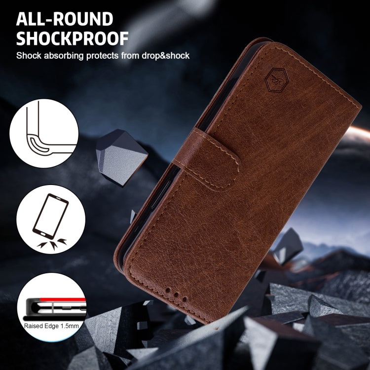 For iPhone 16 Pro Max Skin Feeling Oil Leather Texture PU + TPU Phone Case(Brown) by buy2fix