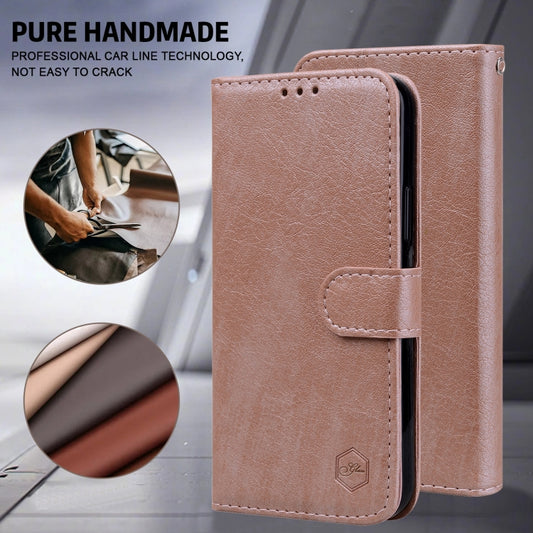 For iPhone 16 Pro Max Skin Feeling Oil Leather Texture PU + TPU Phone Case(Champagne) by buy2fix