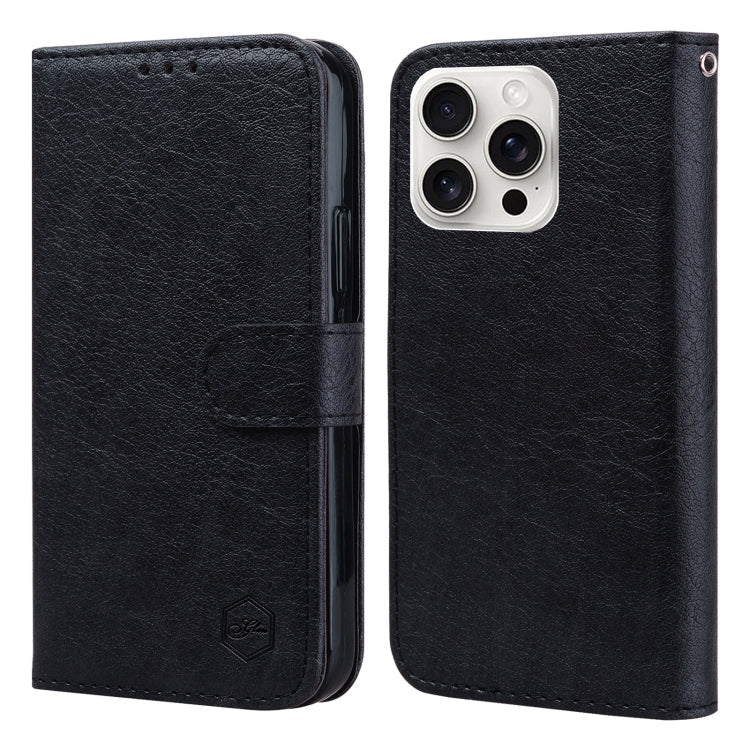 For iPhone 16 Pro Skin Feeling Oil Leather Texture PU + TPU Phone Case(Black) by buy2fix