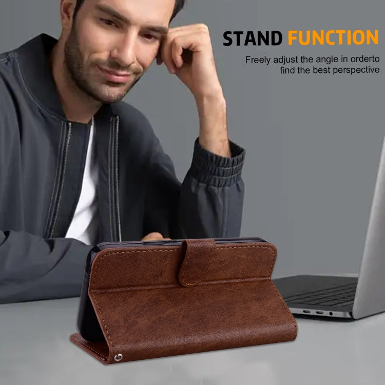 For iPhone 16 Pro Skin Feeling Oil Leather Texture PU + TPU Phone Case(Brown) by buy2fix