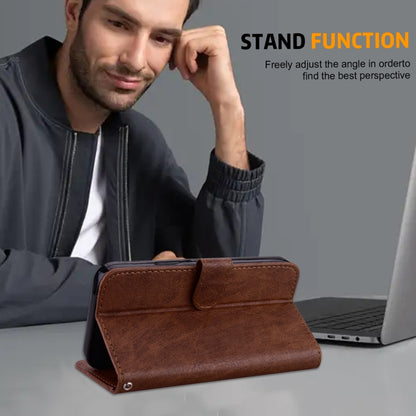 For iPhone 16 Pro Skin Feeling Oil Leather Texture PU + TPU Phone Case(Brown) by buy2fix