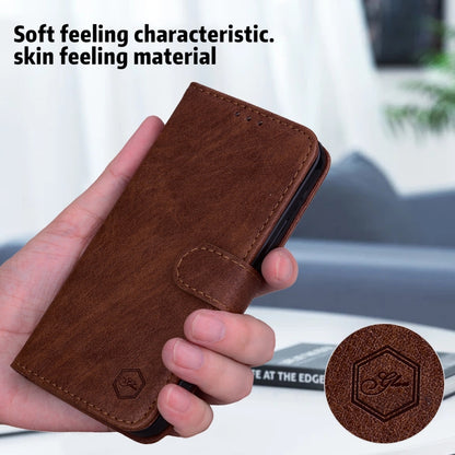 For iPhone 16 Pro Skin Feeling Oil Leather Texture PU + TPU Phone Case(Brown) by buy2fix