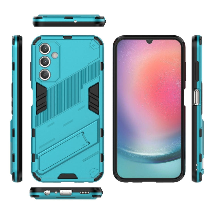 For Samsung Galaxy A25 5G Punk Armor 2 in 1 PC + TPU Shockproof Phone Case with Invisible Holder(Blue) by buy2fix