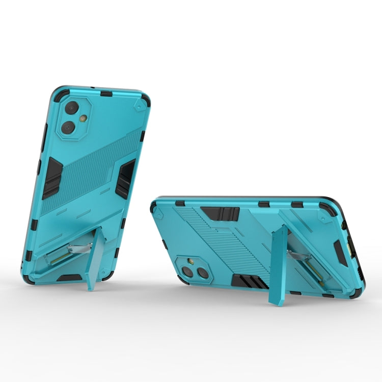 For Samsung Galaxy A05 4G Punk Armor 2 in 1 PC + TPU Shockproof Phone Case with Invisible Holder(Blue) by buy2fix