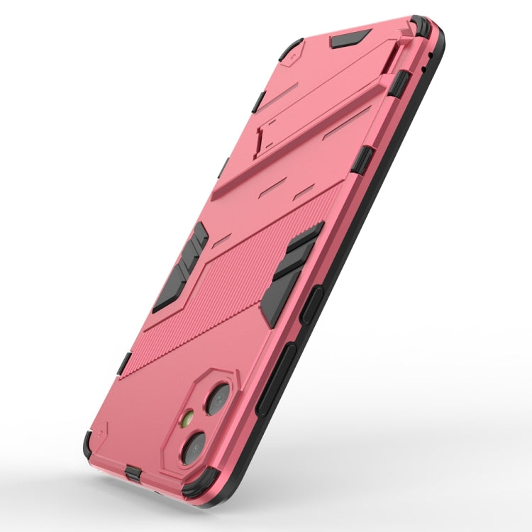 For Samsung Galaxy A05 4G Punk Armor 2 in 1 PC + TPU Shockproof Phone Case with Invisible Holder(Light Red) by buy2fix