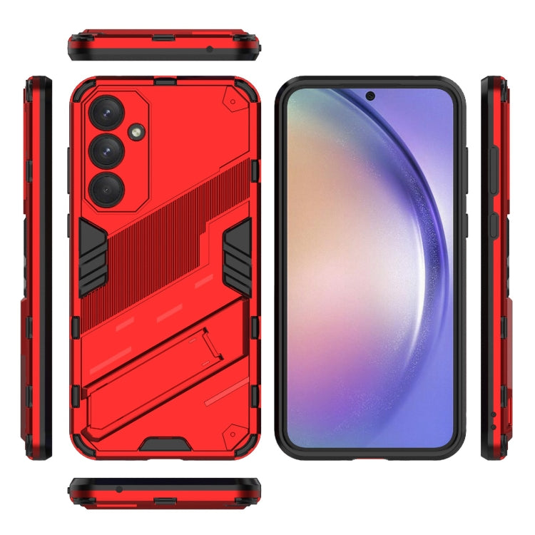 For Samsung Galaxy A35 5G Punk Armor 2 in 1 PC + TPU Shockproof Phone Case with Invisible Holder(Red) by buy2fix