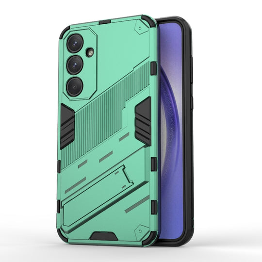 For Samsung Galaxy A35 5G Punk Armor 2 in 1 PC + TPU Shockproof Phone Case with Invisible Holder(Green)