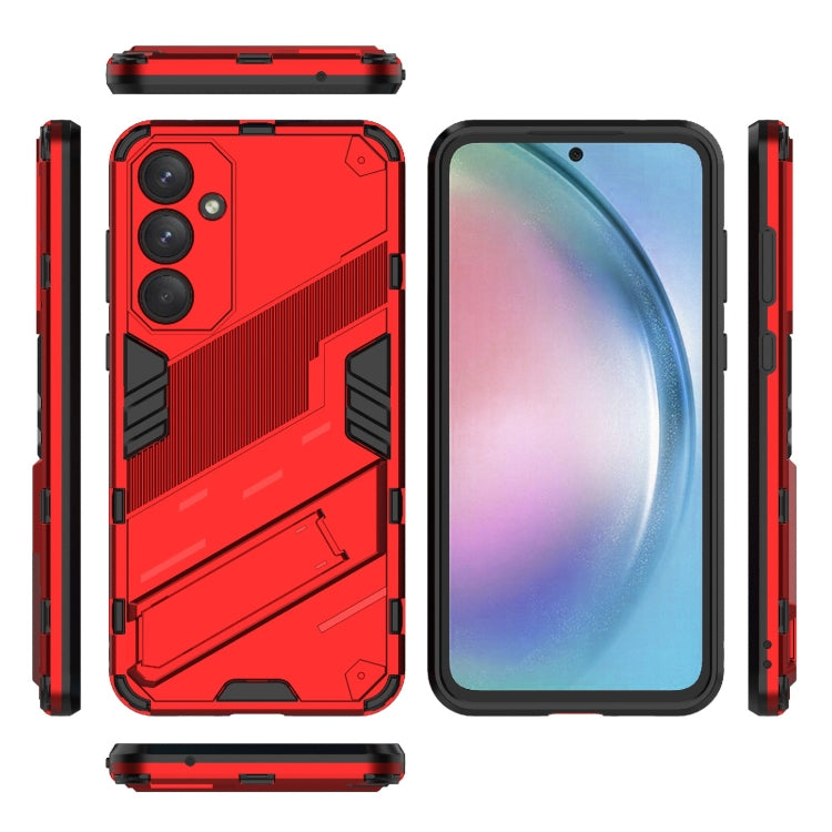 For Samsung Galaxy A55 5G Punk Armor 2 in 1 PC + TPU Shockproof Phone Case with Invisible Holder(Red) by buy2fix