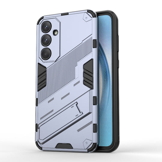 For Samsung Galaxy A55 5G Punk Armor 2 in 1 PC + TPU Shockproof Phone Case with Invisible Holder(Grey)