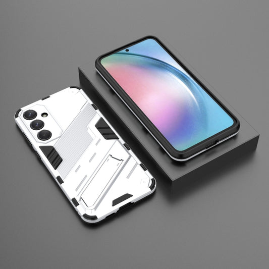 For Samsung Galaxy A55 5G Punk Armor 2 in 1 PC + TPU Shockproof Phone Case with Invisible Holder(White) by buy2fix