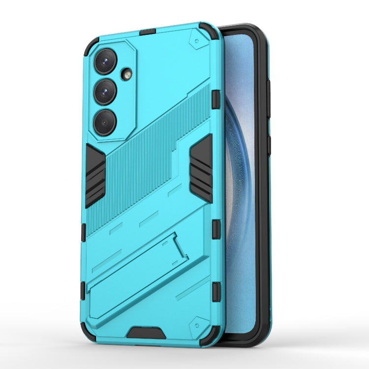 For Samsung Galaxy A55 5G Punk Armor 2 in 1 PC + TPU Shockproof Phone Case with Invisible Holder(Blue) by buy2fix