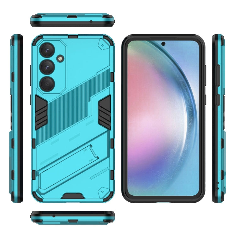 For Samsung Galaxy A55 5G Punk Armor 2 in 1 PC + TPU Shockproof Phone Case with Invisible Holder(Blue) by buy2fix