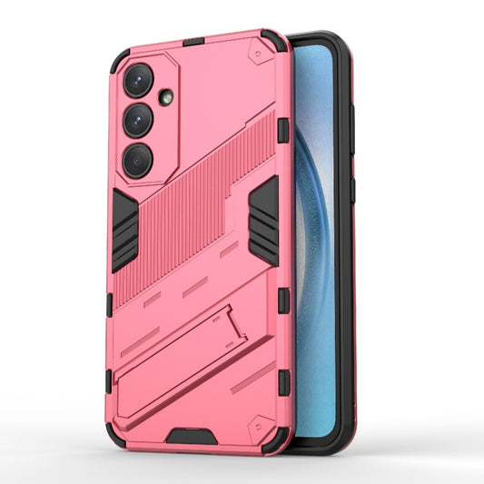 For Samsung Galaxy A55 5G Punk Armor 2 in 1 PC + TPU Shockproof Phone Case with Invisible Holder(Light Red) by buy2fix