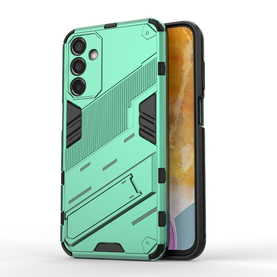 For Samsung Galaxy M15 5G Global Punk Armor 2 in 1 PC + TPU Shockproof Phone Case with Invisible Holder(Green)