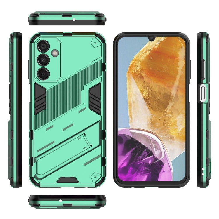 For Samsung Galaxy M15 5G Global Punk Armor 2 in 1 PC + TPU Shockproof Phone Case with Invisible Holder(Green) by buy2fix