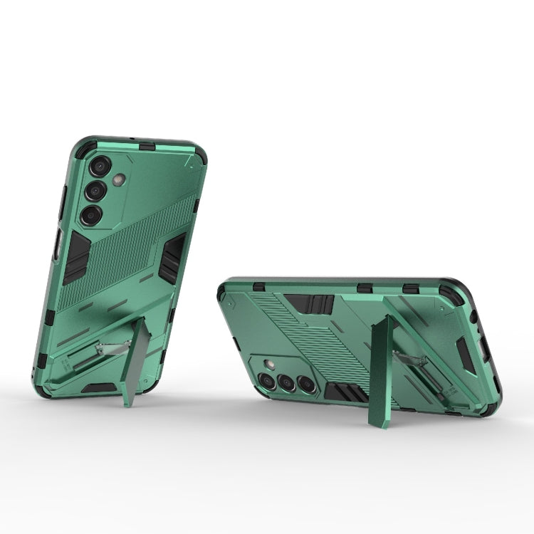 For Samsung Galaxy M15 5G Global Punk Armor 2 in 1 PC + TPU Shockproof Phone Case with Invisible Holder(Green) by buy2fix
