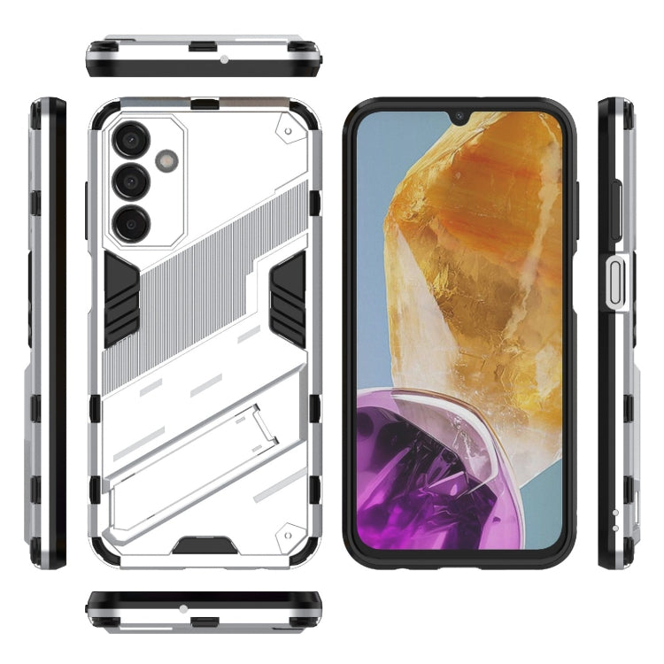 For Samsung Galaxy M15 5G Global Punk Armor 2 in 1 PC + TPU Shockproof Phone Case with Invisible Holder(White) by buy2fix