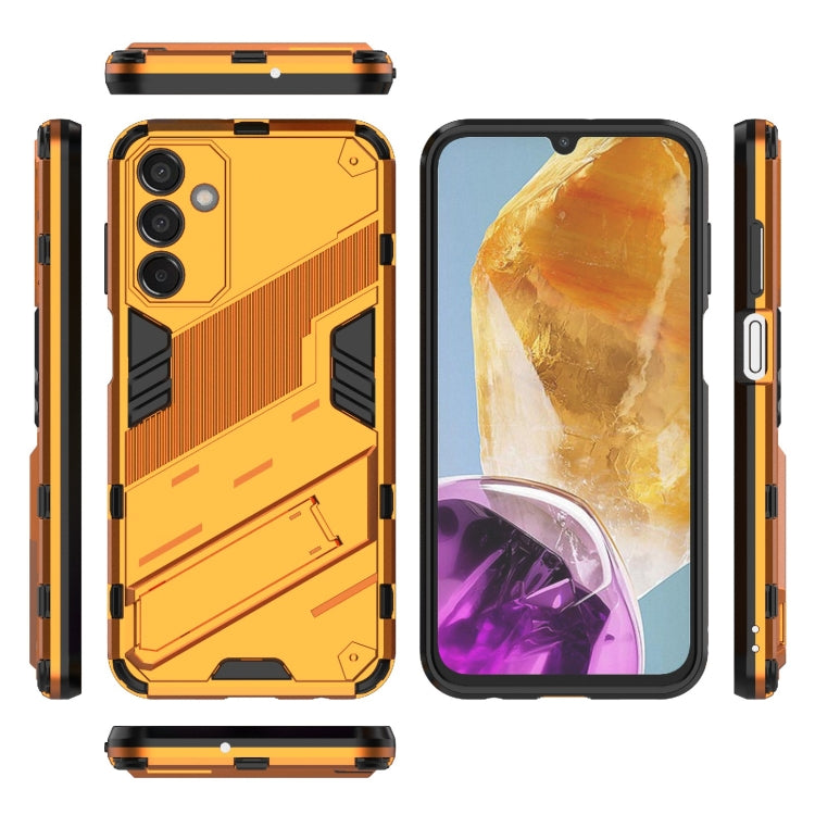 For Samsung Galaxy M15 5G Global Punk Armor 2 in 1 PC + TPU Shockproof Phone Case with Invisible Holder(Orange) by buy2fix