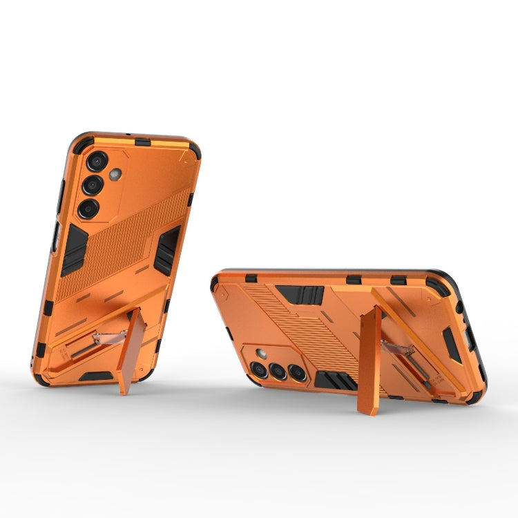 For Samsung Galaxy M15 5G Global Punk Armor 2 in 1 PC + TPU Shockproof Phone Case with Invisible Holder(Orange) by buy2fix