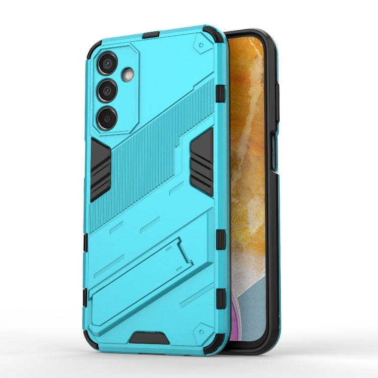 For Samsung Galaxy M15 5G Global Punk Armor 2 in 1 PC + TPU Shockproof Phone Case with Invisible Holder(Blue) by buy2fix