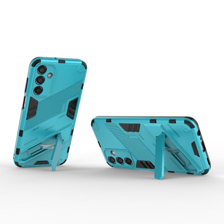 For Samsung Galaxy M15 5G Global Punk Armor 2 in 1 PC + TPU Shockproof Phone Case with Invisible Holder(Blue) by buy2fix
