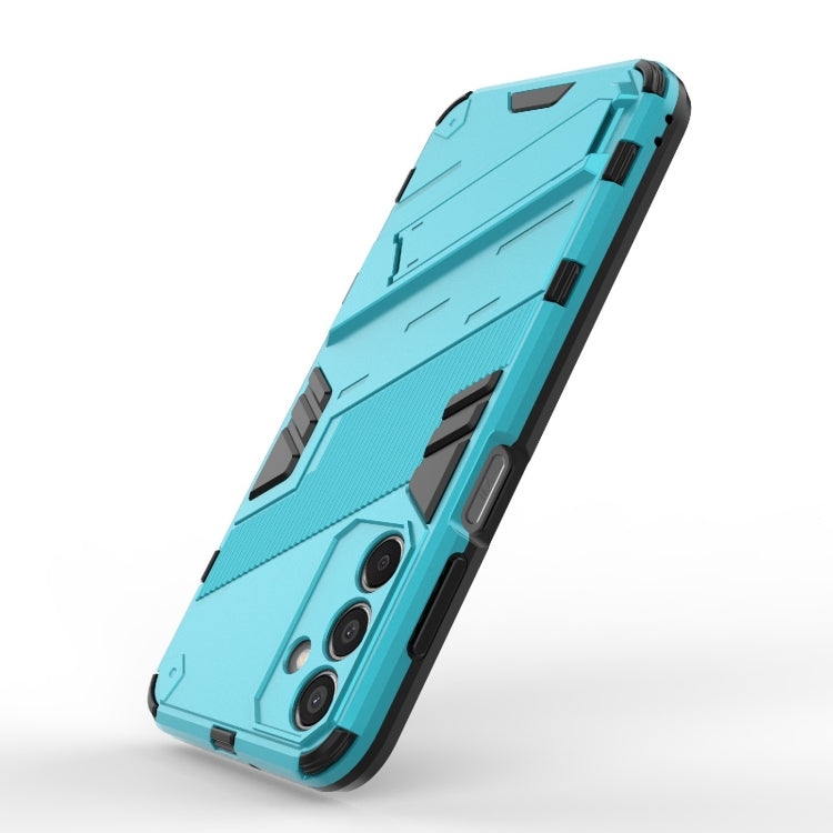 For Samsung Galaxy M15 5G Global Punk Armor 2 in 1 PC + TPU Shockproof Phone Case with Invisible Holder(Blue) by buy2fix